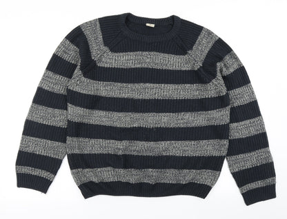 Oak Valley Womens Blue Striped Knit Pullover Jumper Size M