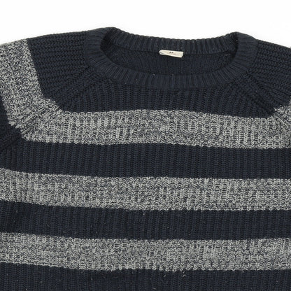 Oak Valley Womens Blue Striped Knit Pullover Jumper Size M