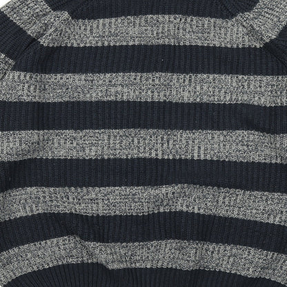 Oak Valley Womens Blue Striped Knit Pullover Jumper Size M