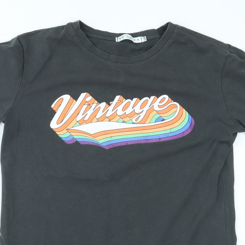 Womens UK Size M By Clara Grey Basic T-Shirt