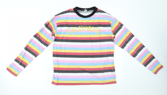 Daisy Street Womens Multicoloured Striped  Basic T-Shirt Size 8