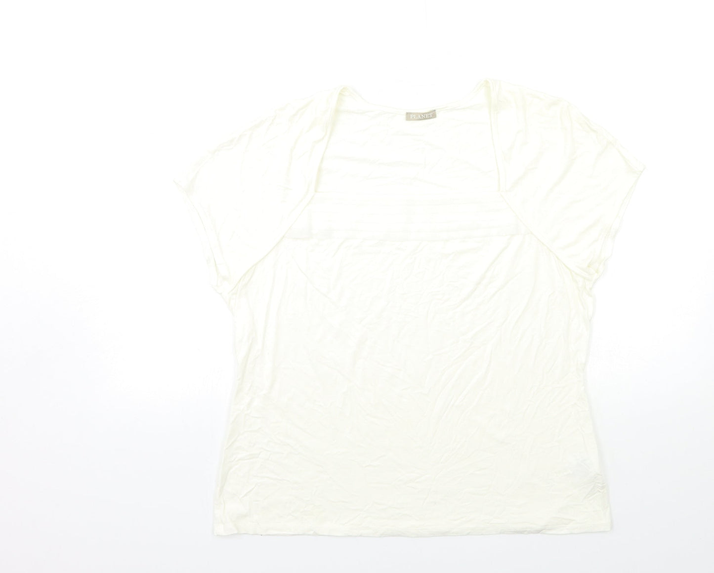 Womens UK Size L PLANET White Basic T-Shirt