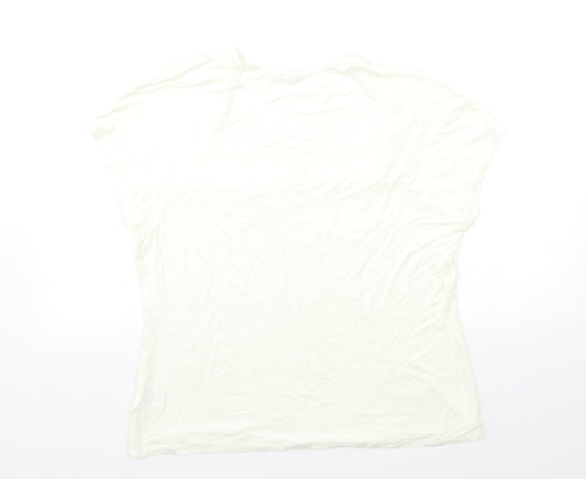 Womens UK Size L PLANET White Basic T-Shirt