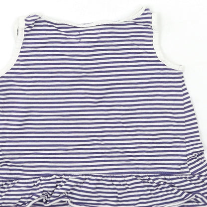 F&F Girls Blue Striped  Basic T-Shirt Size 2-3 Years