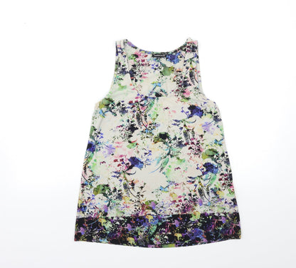 Warehouse Womens Beige Floral  Basic Tank Size 6