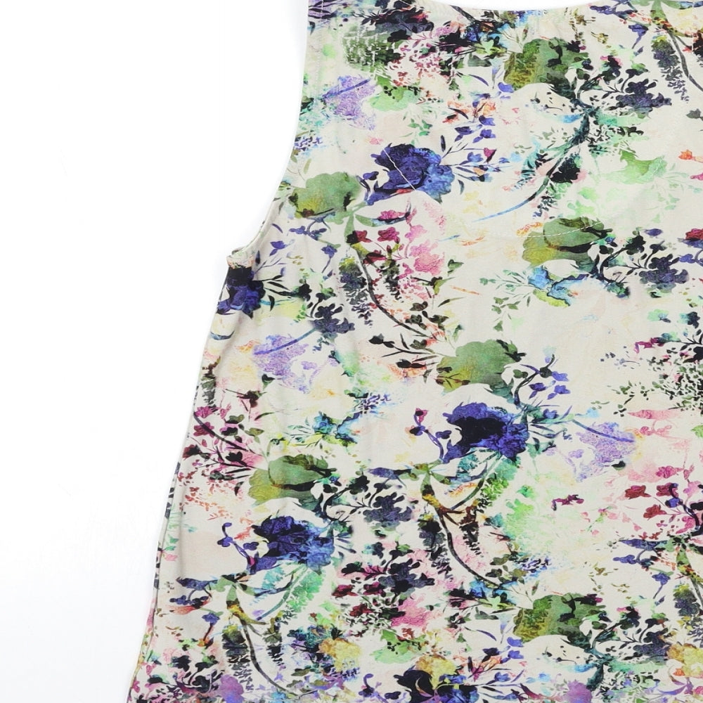 Warehouse Womens Beige Floral  Basic Tank Size 6