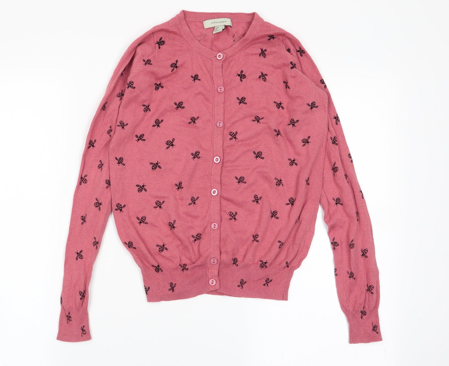 Primark Womens Pink Animal Print  Cardigan Jumper Size 4