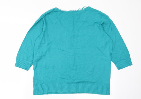 Womens UK Size 22 Per Una Green Pullover Jumper