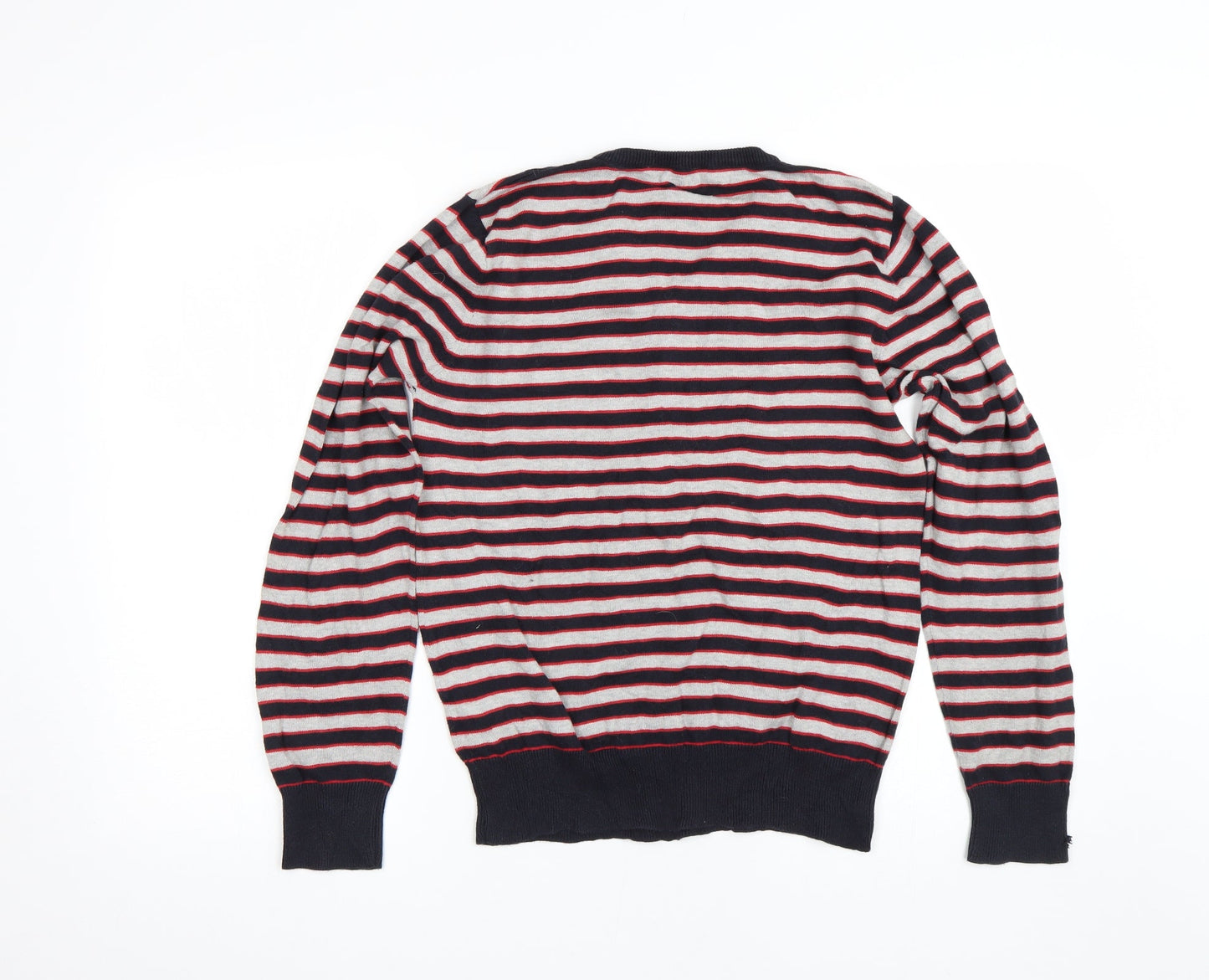 Dissident Mens Grey Striped  Pullover Jumper Size S