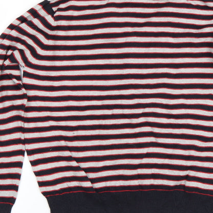 Dissident Mens Grey Striped  Pullover Jumper Size S