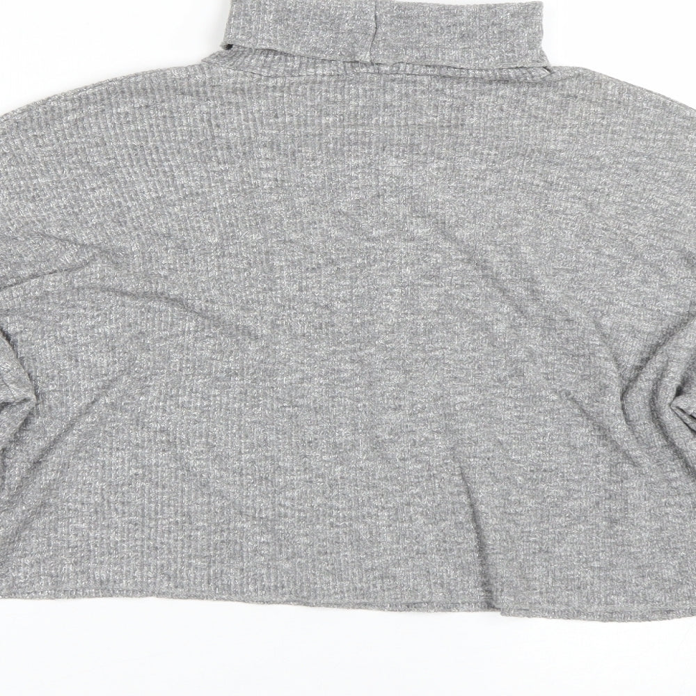 Womens UK Size S Bershka Grey Basic T-Shirt