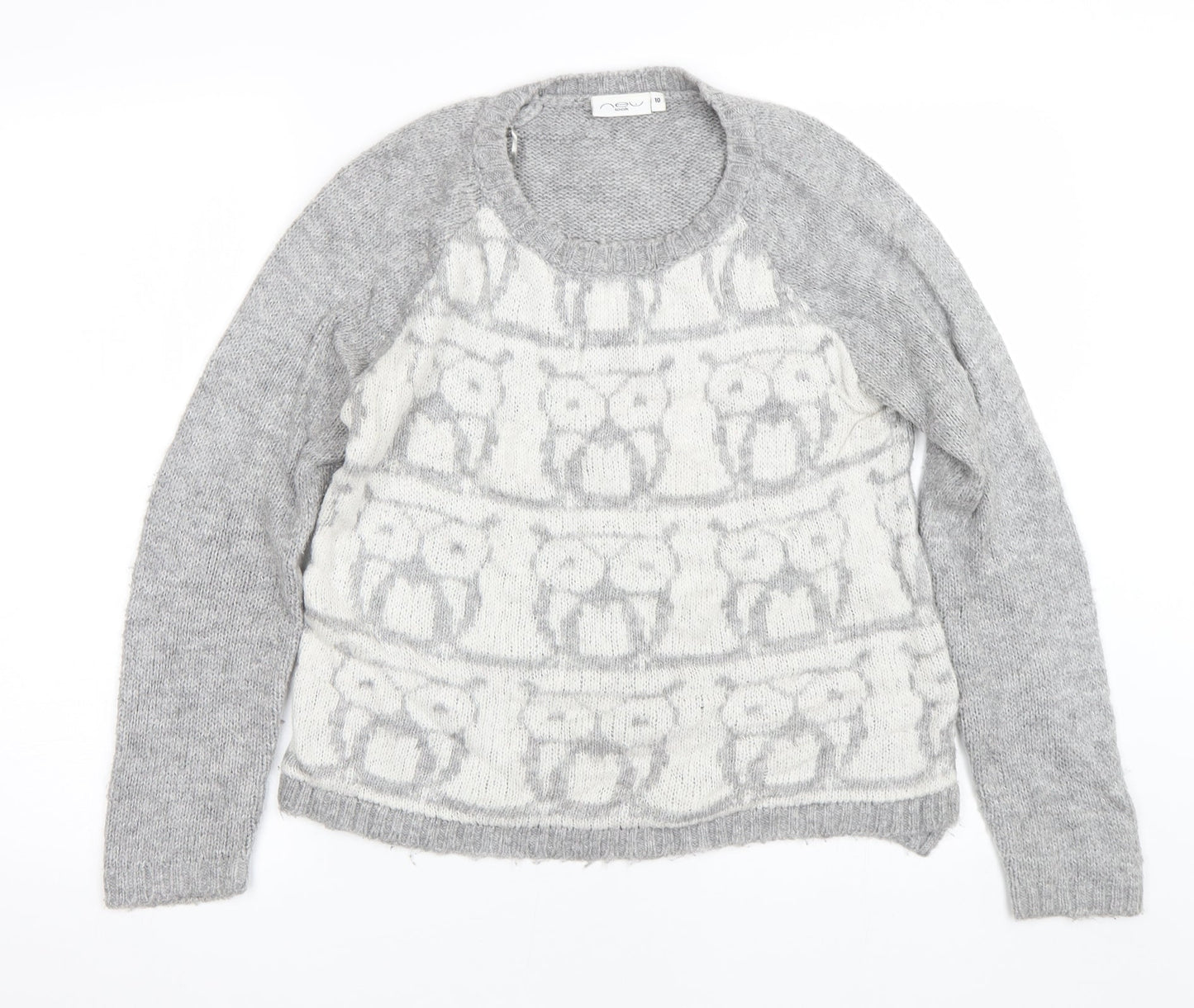 Womens UK Size 10 New Look Grey Pullover Jumper