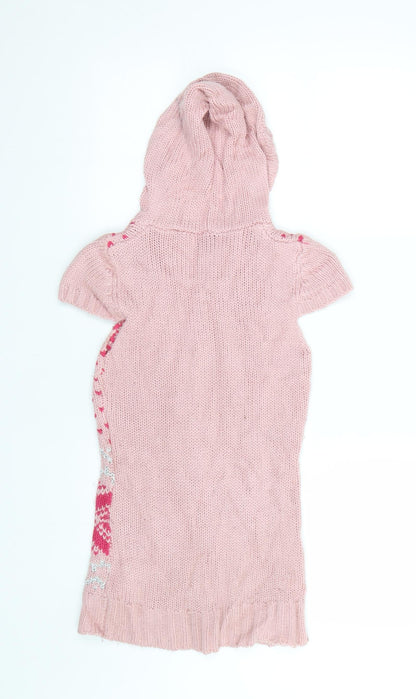 Delicious Girls Pink Fair Isle  Pullover Hoodie Size 11-12 Years