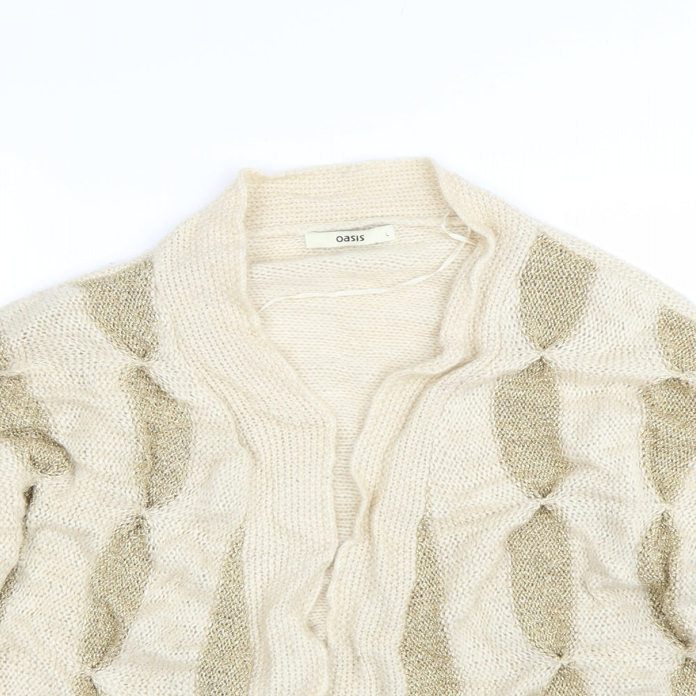 Womens UK Size L Oasis Beige Cardigan Jumper