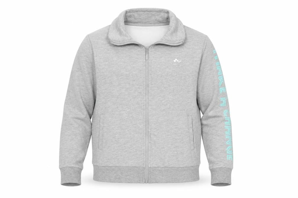 Front view of Only play men’s grey full zip sweatshirt, size XL