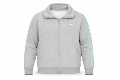 Front view of Only play men’s grey full zip sweatshirt, size XL
