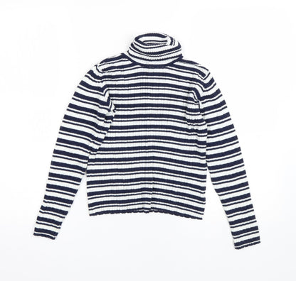Nutmeg Girls Blue Striped  Pullover Jumper Size 9-10 Years
