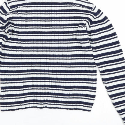Nutmeg Girls Blue Striped  Pullover Jumper Size 9-10 Years