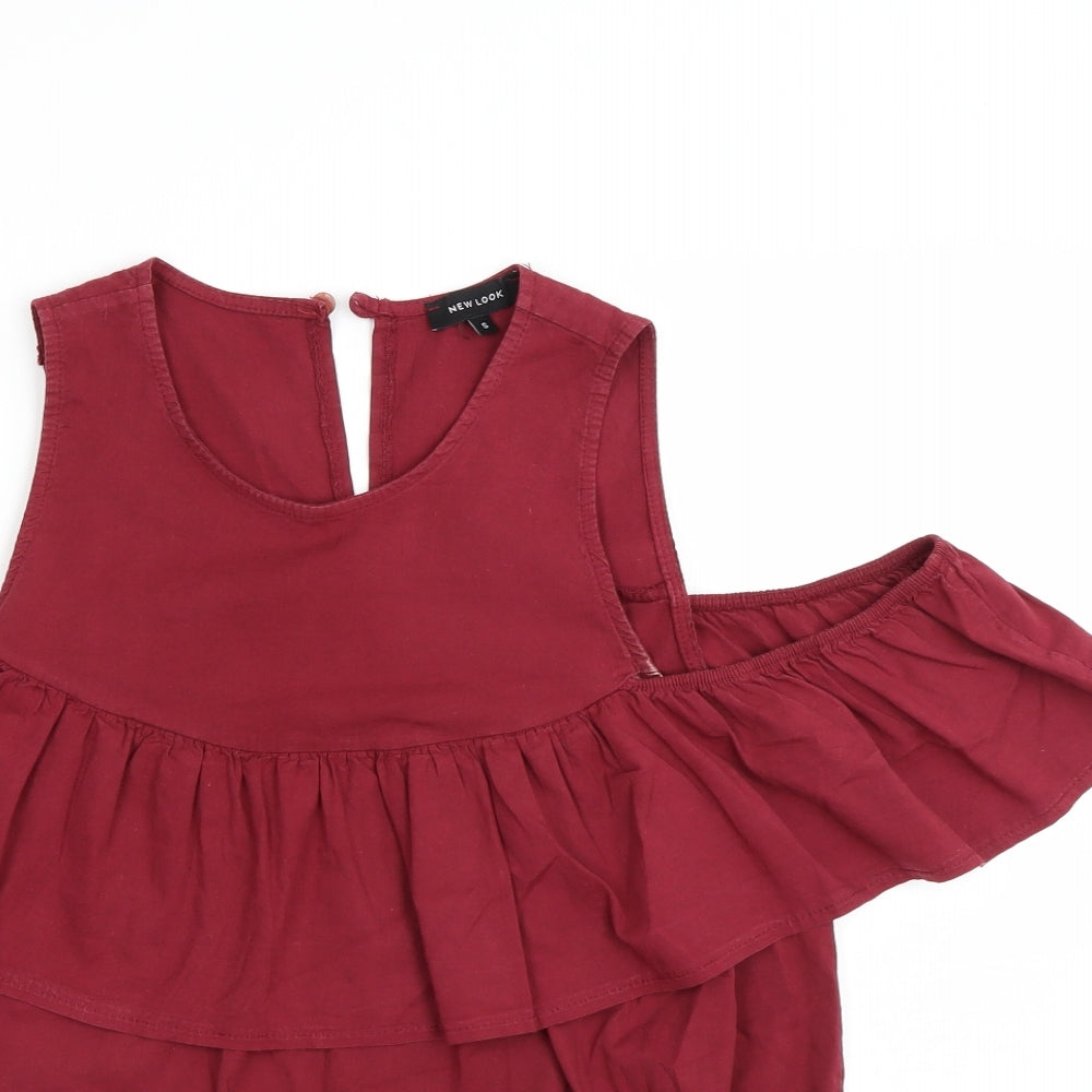 Womens UK Size S New Look Red Tunic Jumper