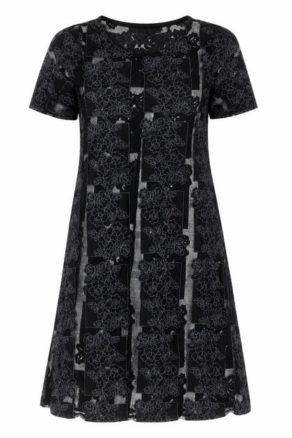 Lola Skye Womens Black Floral  T-Shirt Dress  Size 8  - Sheer panels