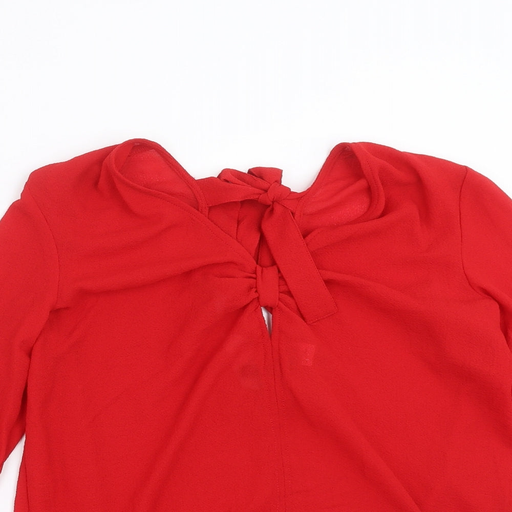 Womens UK Size 8 Divided by H&M Red Basic Blouse