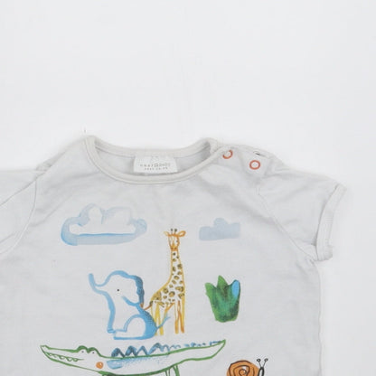 NEXT Baby White   Basic T-Shirt Size 3-6 Months  - animals