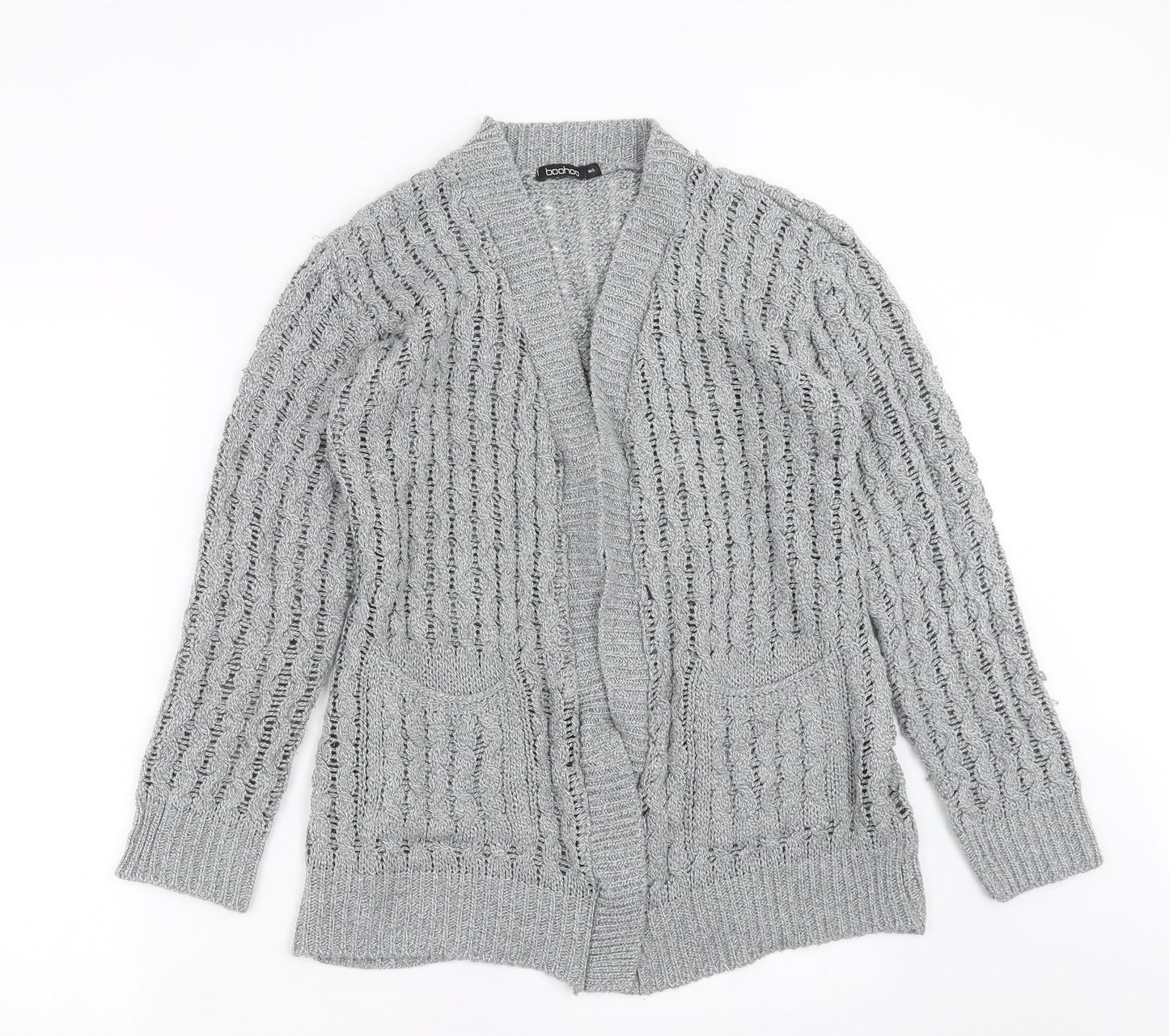 Boohoo Womens Grey  Knit Cardigan Jumper Size M