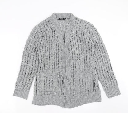 Boohoo Womens Grey  Knit Cardigan Jumper Size M