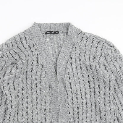 Boohoo Womens Grey  Knit Cardigan Jumper Size M