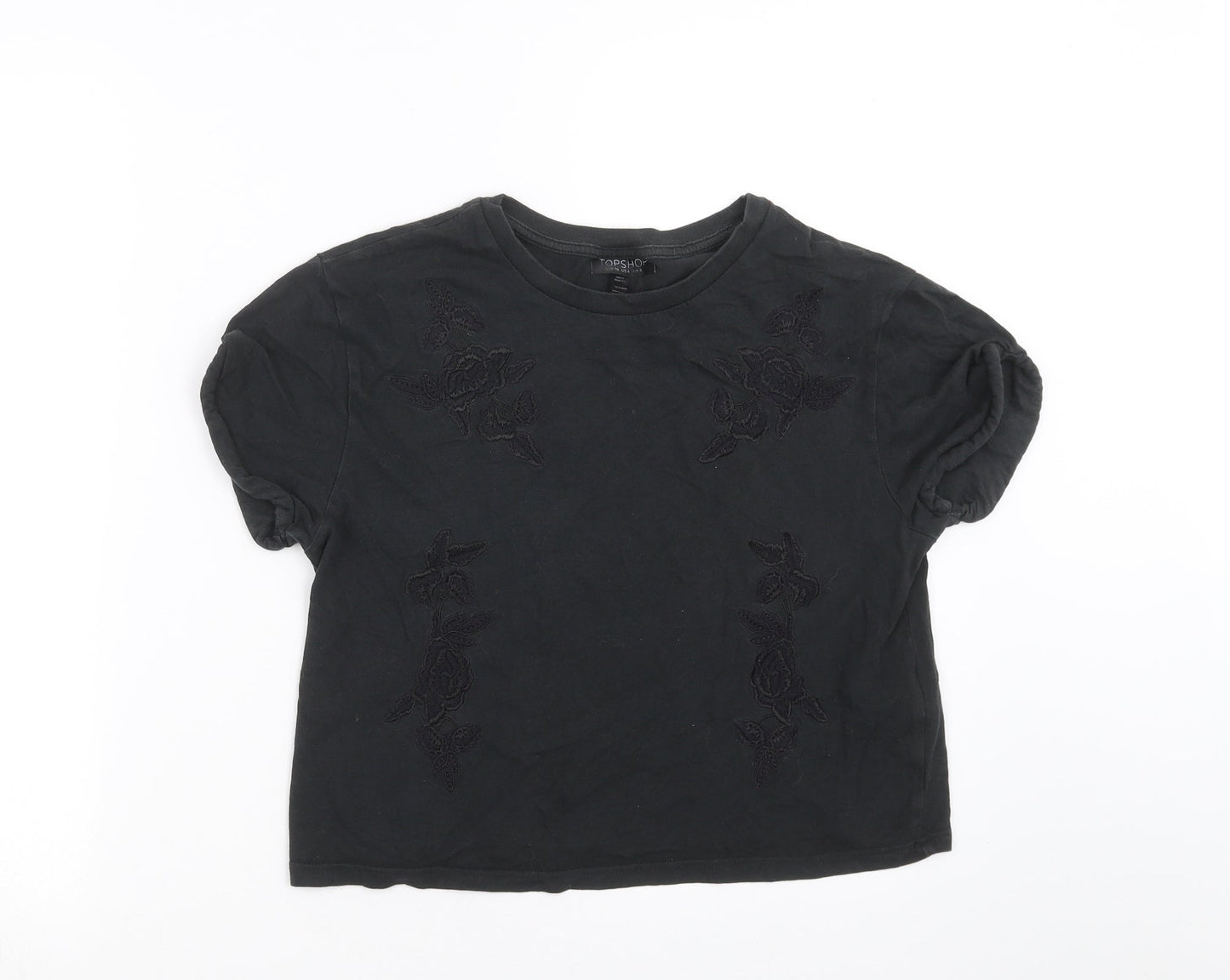 Womens UK Size 8 Topshop Black Basic T-Shirt