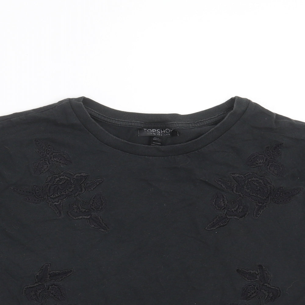 Womens UK Size 8 Topshop Black Basic T-Shirt