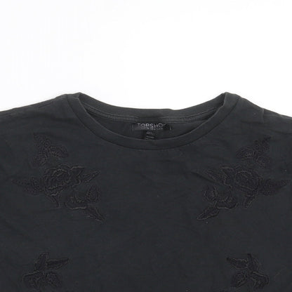 Womens UK Size 8 Topshop Black Basic T-Shirt