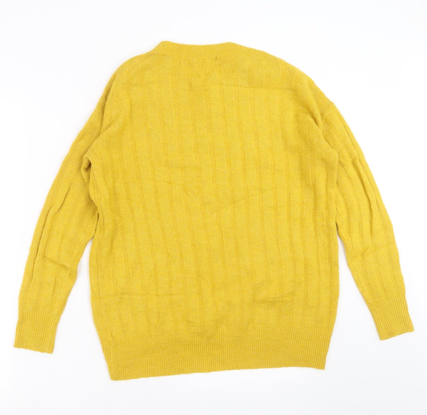 F&F Womens Yellow Striped Knit Pullover Jumper Size 8