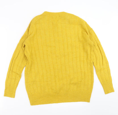 F&F Womens Yellow Striped Knit Pullover Jumper Size 8