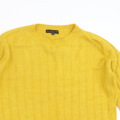 F&F Womens Yellow Striped Knit Pullover Jumper Size 8