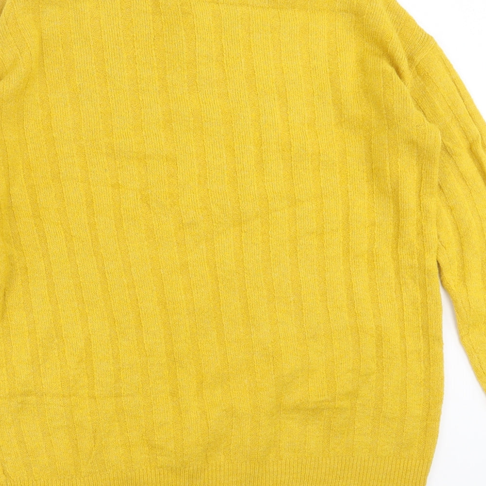 F&F Womens Yellow Striped Knit Pullover Jumper Size 8