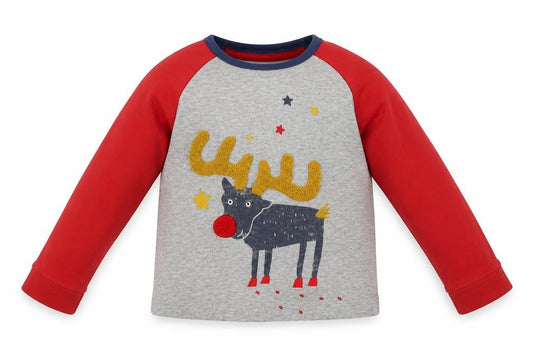 M&S Baby Multicoloured Solid   Pyjama Top Size 18-24 Months  - Reindeer