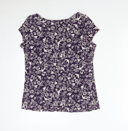 Dorothy Perkins Womens Purple Floral  Basic T-Shirt Size XS