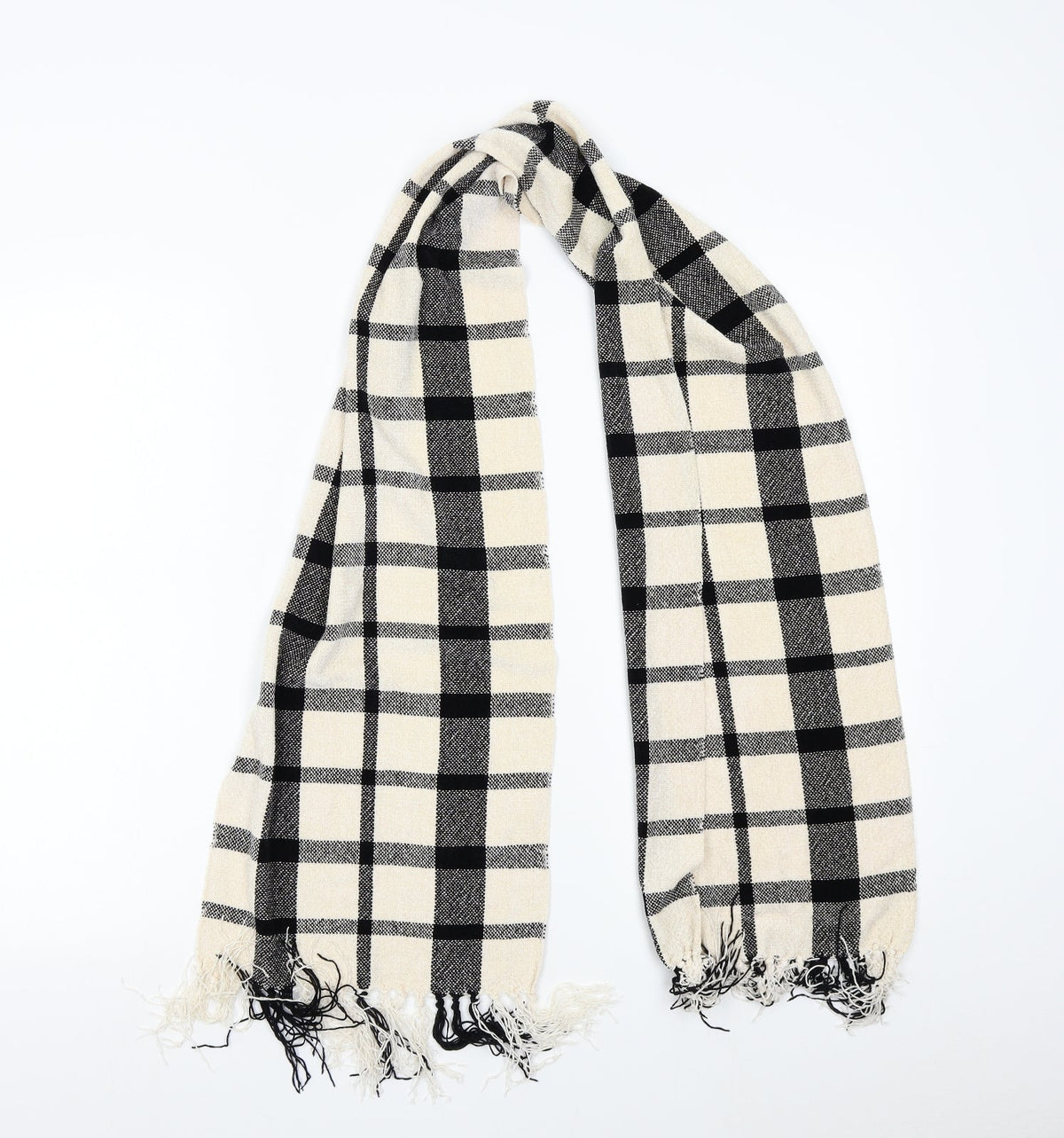 Preworn Womens Beige Check   Scarf