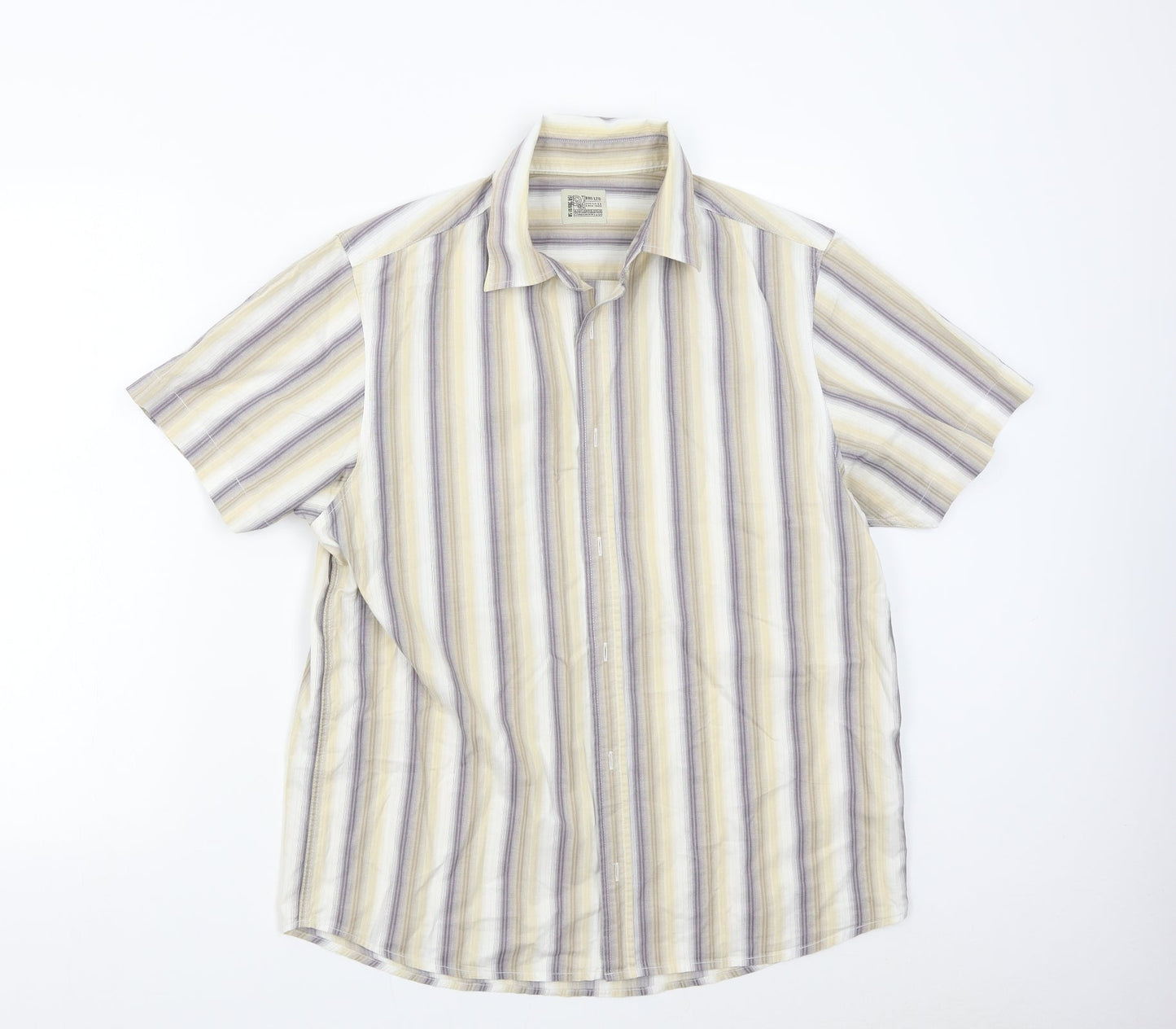 Mens UK Size M BHS Beige  Button-Up Short Sleeve Casual Shirt