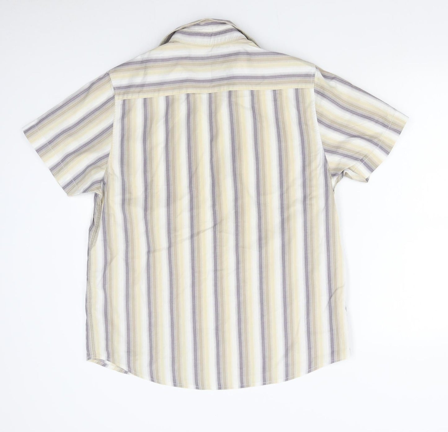 Mens UK Size M BHS Beige  Button-Up Short Sleeve Casual Shirt