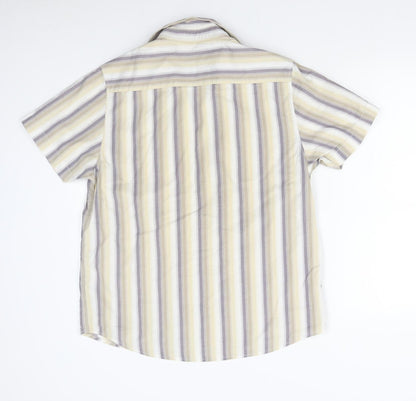 Mens UK Size M BHS Beige  Button-Up Short Sleeve Casual Shirt