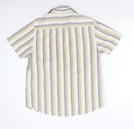 Mens UK Size M BHS Beige  Button-Up Short Sleeve Casual Shirt