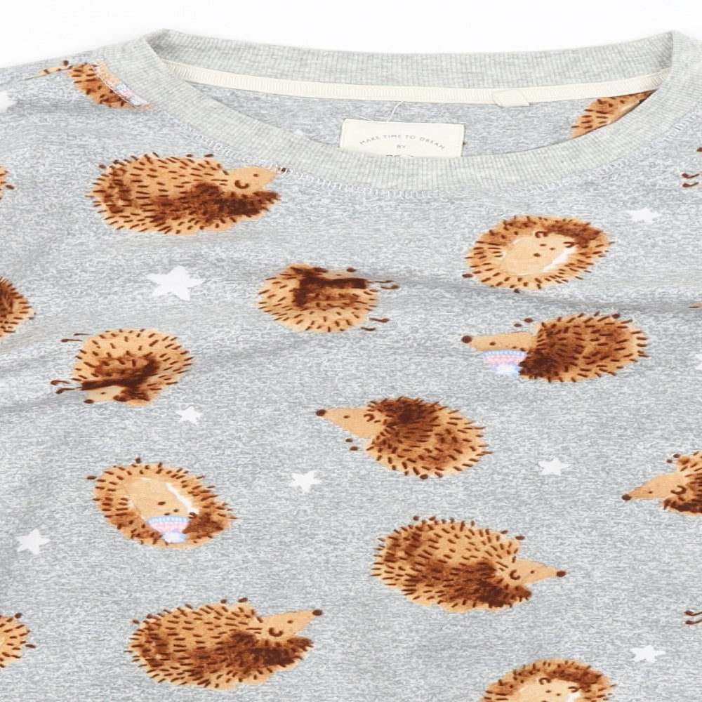 NEXT Womens Grey Solid  Top Pyjama Top Size M  - Hedgehogs