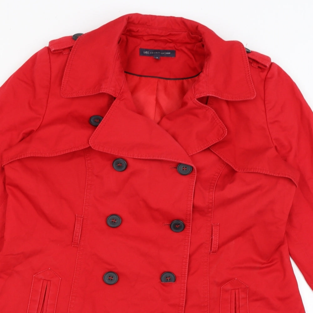Womens UK Size 14 M&S Red Overcoat