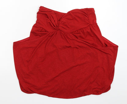 Womens UK Size 12 South Red Basic Blouse