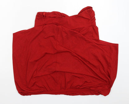Womens UK Size 12 South Red Basic Blouse