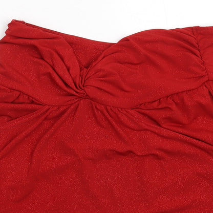 Womens UK Size 12 South Red Basic Blouse