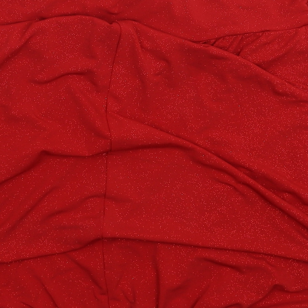 Womens UK Size 12 South Red Basic Blouse