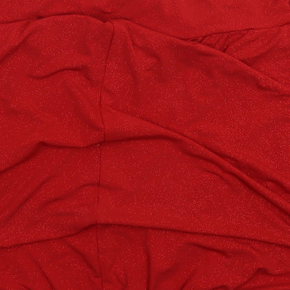Womens UK Size 12 South Red Basic Blouse